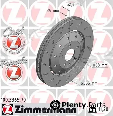 Zimmermann 100.3365.70 — Brake Disc FORMULA Z BRAKE DISC