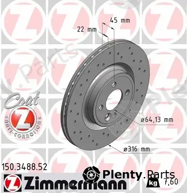 Zimmermann 150.3488.52 — Brake Disc SPORT BRAKE DISC COAT Z