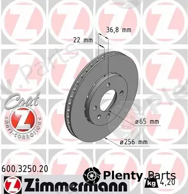 Zimmermann 600.3250.20 — Brake Disc COAT Z