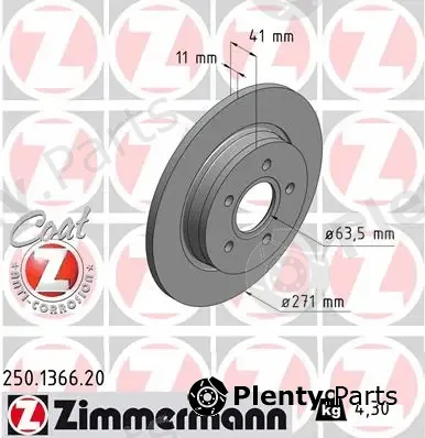 Zimmermann 250.1366.20 — Brake Disc COAT Z