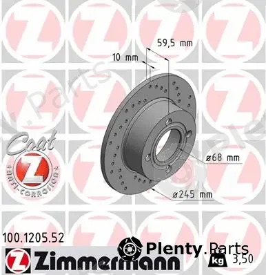 Zimmermann 100.1205.52 — Brake Disc SPORT BRAKE DISC COAT Z