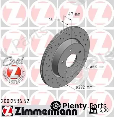 Zimmermann 200.2536.52 — Brake Disc SPORT BRAKE DISC COAT Z