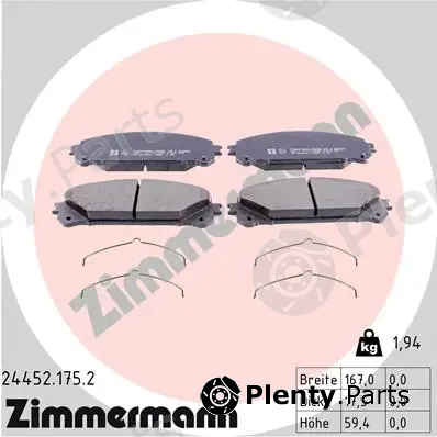 Zimmermann 24452.175.2 — Brake Pad Set, disc brake