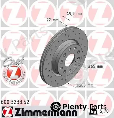 Zimmermann 600.3233.52 — Brake Disc SPORT BRAKE DISC COAT Z