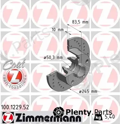 Zimmermann 100.1229.52 — Brake Disc SPORT BRAKE DISC COAT Z