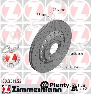 Zimmermann 100.3311.52 — Brake Disc SPORT BRAKE DISC COAT Z