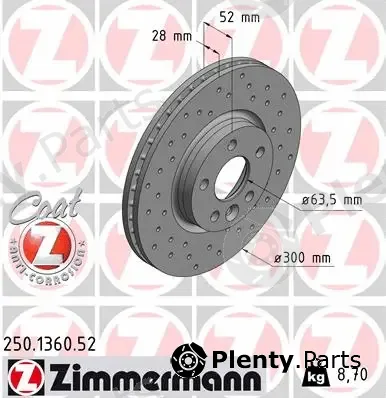 Zimmermann 250.1360.52 — Brake Disc SPORT BRAKE DISC COAT Z