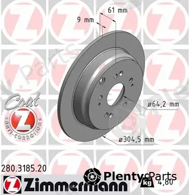 Zimmermann 280.3185.20 — Brake Disc COAT Z
