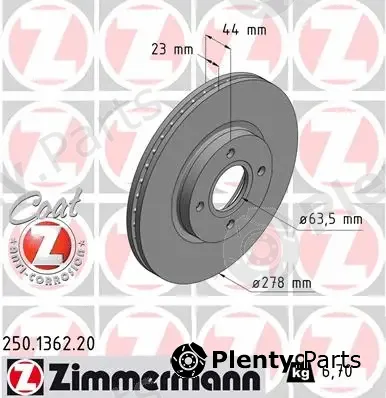 Zimmermann 250.1362.20 — Brake Disc COAT Z