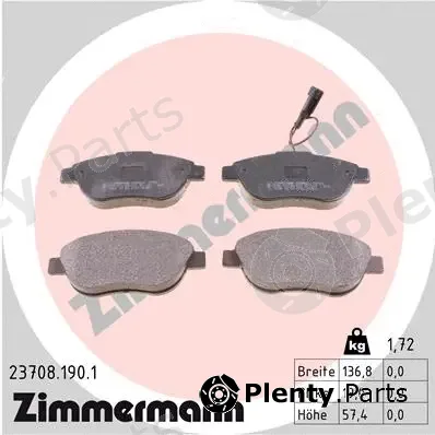 Zimmermann 23708.190.1 — Brake Pad Set, disc brake