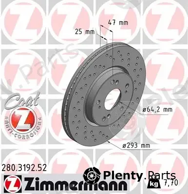 Zimmermann 280.3192.52 — Brake Disc SPORT BRAKE DISC COAT Z