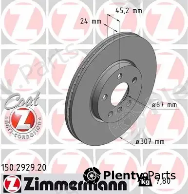 Zimmermann 150.2929.20 — Brake Disc COAT Z