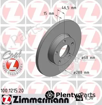 Zimmermann 100.1215.20 — Brake Disc COAT Z