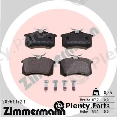 Zimmermann 20961.172.1 — Brake Pad Set, disc brake