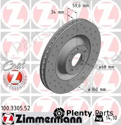 Zimmermann 100.3305.52 — Brake Disc SPORT BRAKE DISC COAT Z