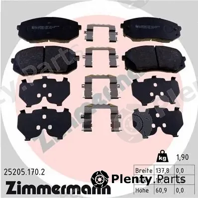 Zimmermann 25205.170.2 — Brake Pad Set, disc brake