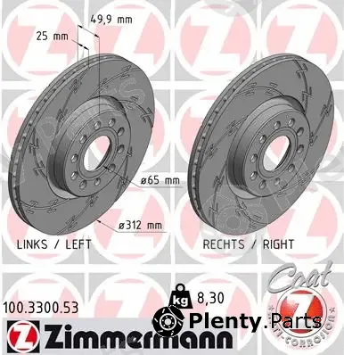 Zimmermann 100.3300.53 — Brake Disc BLACK Z