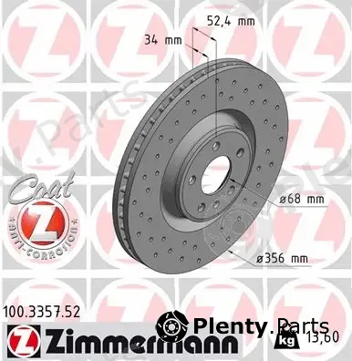 Zimmermann 100.3357.52 — Brake Disc SPORT BRAKE DISC COAT Z