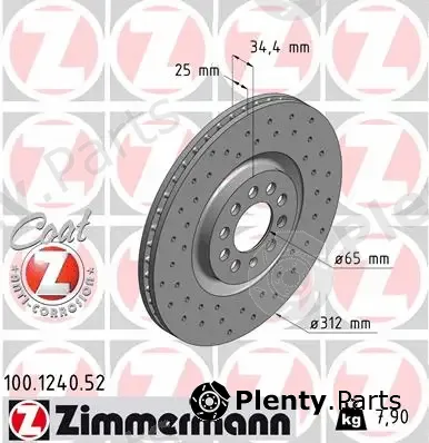 Zimmermann 100.1240.52 — Brake Disc SPORT BRAKE DISC COAT Z