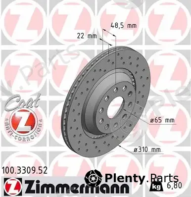 Zimmermann 100.3309.52 — Brake Disc SPORT BRAKE DISC COAT Z