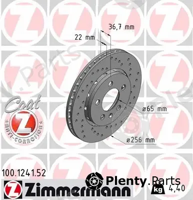 Zimmermann 100.1241.52 — Brake Disc SPORT BRAKE DISC COAT Z