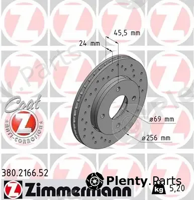 Zimmermann 380.2166.52 — Brake Disc SPORT BRAKE DISC COAT Z