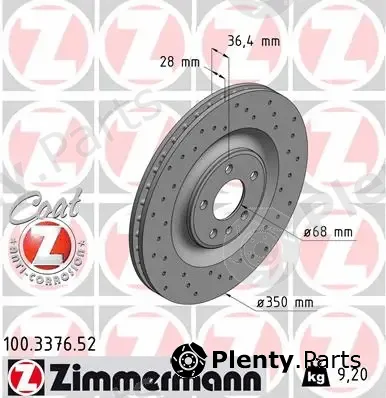 Zimmermann 100.3376.52 — Brake Disc SPORT BRAKE DISC COAT Z