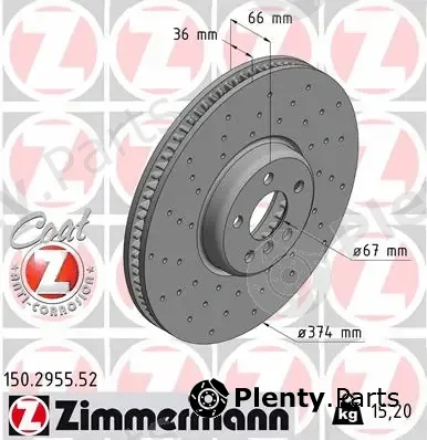 Zimmermann 150.2955.52 — Brake Disc SPORT BRAKE DISC COAT Z