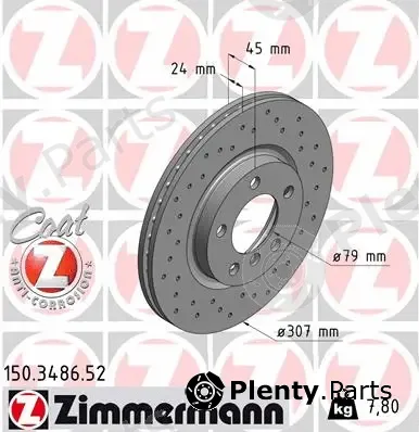 Zimmermann 150.3486.52 — Brake Disc SPORT BRAKE DISC COAT Z