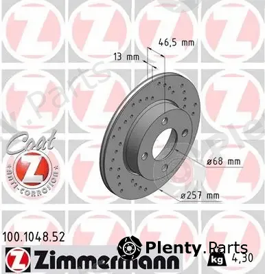 Zimmermann 100.1048.52 — Brake Disc SPORT BRAKE DISC COAT Z