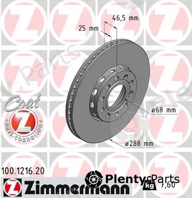 Zimmermann 100.1216.20 — Brake Disc COAT Z