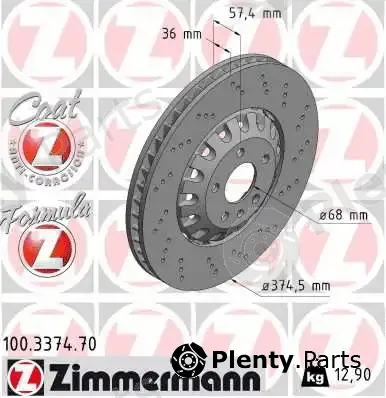Zimmermann 100.3374.70 — Brake Disc FORMULA Z BRAKE DISC