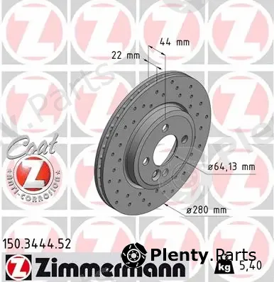 Zimmermann 150.3444.52 — Brake Disc SPORT BRAKE DISC COAT Z