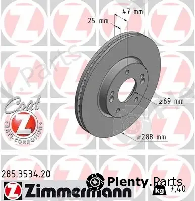 Zimmermann 285.3534.20 — Brake Disc COAT Z