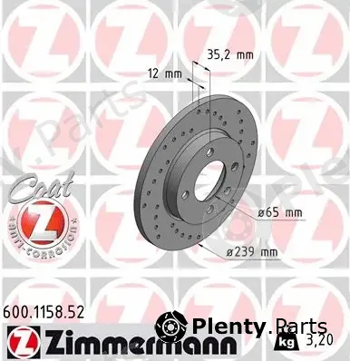Zimmermann 600.1158.52 — Brake Disc SPORT BRAKE DISC COAT Z