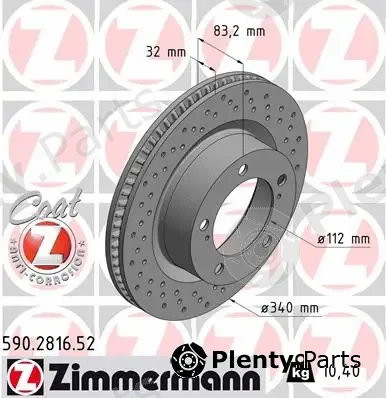 Zimmermann 590.2816.52 — Brake Disc SPORT BRAKE DISC COAT Z