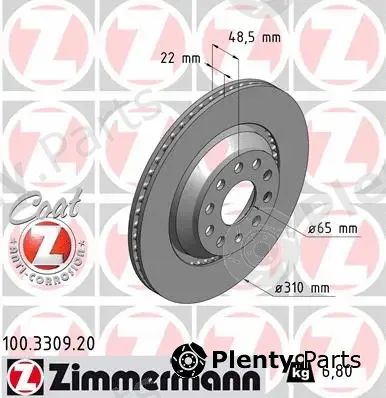 Zimmermann 100.3309.20 — Brake Disc COAT Z