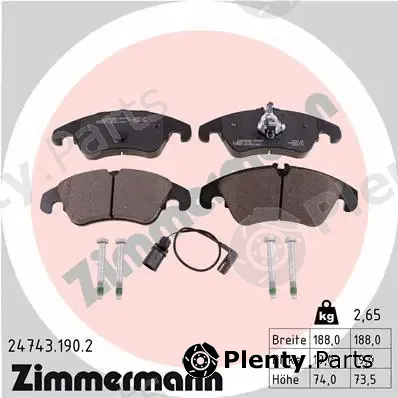 Zimmermann 24743.190.2 — Brake Pad Set, disc brake