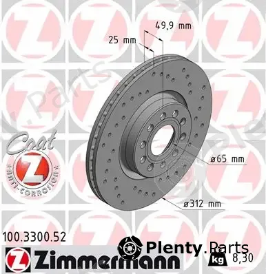 Zimmermann 100.3300.52 — Brake Disc SPORT BRAKE DISC COAT Z