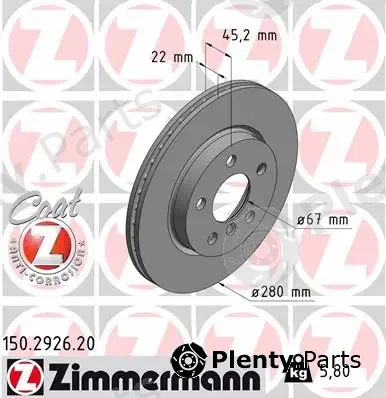 Zimmermann 150.2926.20 — Brake Disc COAT Z
