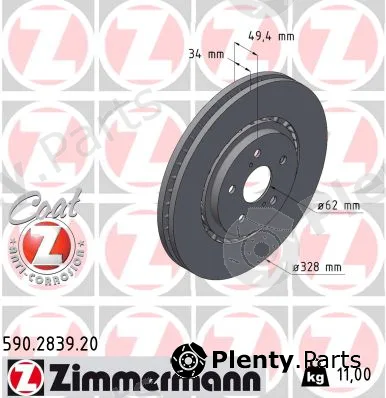 Zimmermann 590.2839.20 — Brake Disc COAT Z