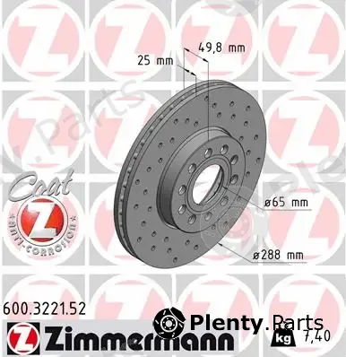 Zimmermann 600.3221.52 — Brake Disc SPORT BRAKE DISC COAT Z
