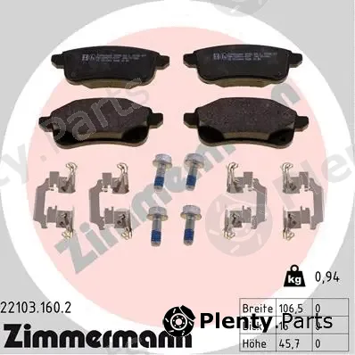 Zimmermann 22103.160.2 — Brake Pad Set, disc brake