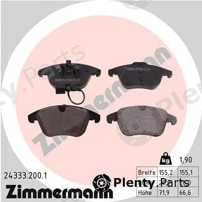 Zimmermann 24333.200.1 — Brake Pad Set, disc brake