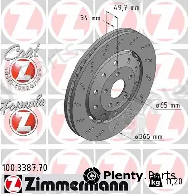 Zimmermann 100.3387.70 — Brake Disc FORMULA Z BRAKE DISC