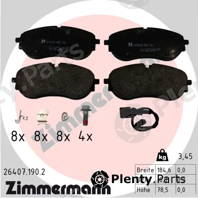 Zimmermann 26407.190.2 — Brake Pad Set, disc brake