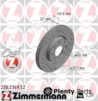 Zimmermann 230.2369.52 — Brake Disc SPORT BRAKE DISC COAT Z