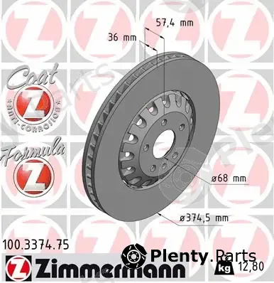 Zimmermann 100.3374.75 — Brake Disc FORMULA Z BRAKE DISC