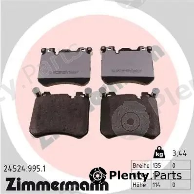 Zimmermann 24524.995.1 — Brake Pad Set, disc brake rd:z