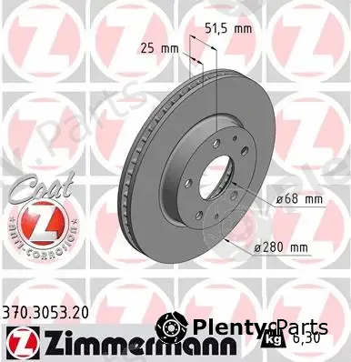 Zimmermann 370.3053.20 — Brake Disc COAT Z